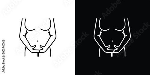 Obraz na plátne Illustration of a Pregnant Woman's Belly, Icon Style, Side-by-Side Comparison