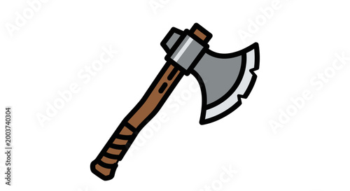 Cartoon axe illustration on white background for design elements