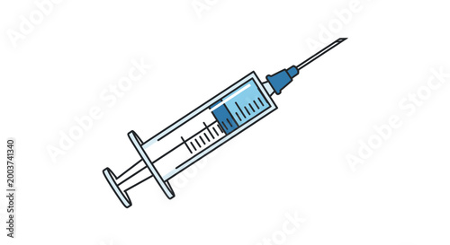 Medical syringe illustration isolated on a white background for healthcare concepts