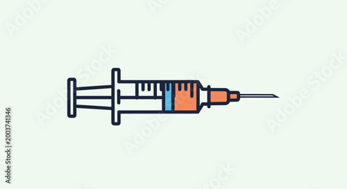 Medical syringe icon vector illustration of injection tool in outline style