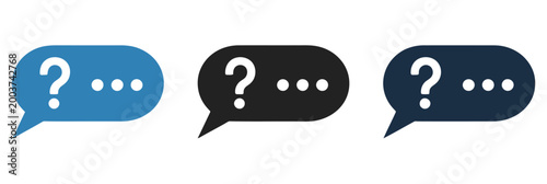 Speech bubble icons, question mark symbols in dialogue clouds, communication and inquiry concept, modern flat vector design