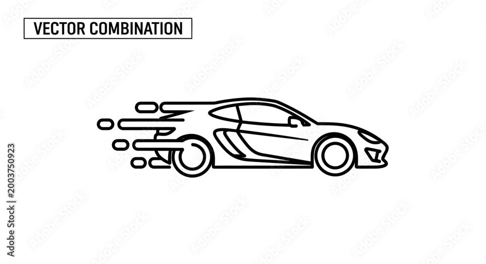 Fototapeta premium Vector sports car speeding illustration.