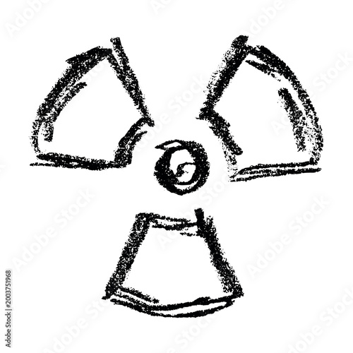 Hand drawn radiation sign Nuclear radiation hazard symbol Radioactive danger warning sign clipart in doodle style Nuclear safety Radioactive waste Single element for print, web, design, decor