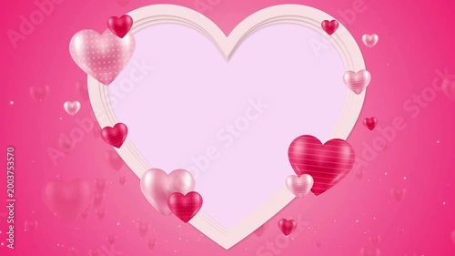 Loop video, Pink Hearts motion and bokeh for Valentine's day Greeting love video. Festive of bokeh, sparkles, hearts for Valentine's day, Valentines