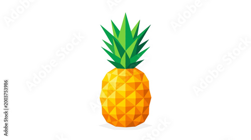 A brightly rendered geometric design of a pineapple showcasing a tropical fruit's refreshing appeal and its nutritional value symbolizing health and wellness for food lovers.