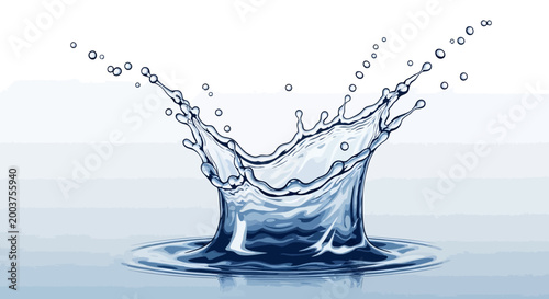 Water splash in a clear liquid.