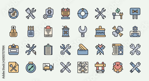 Set of colorful tools icons design