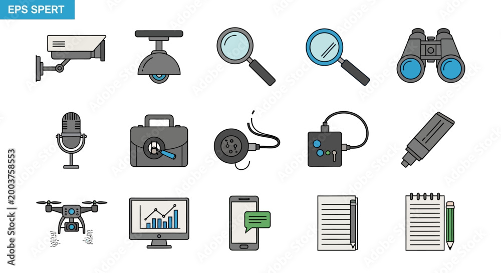 Fototapeta premium Security and Surveillance Icons Set