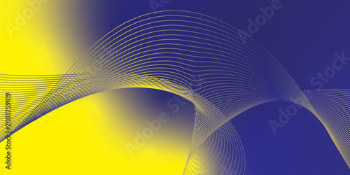 Abstract blue and yeallow wave lines vector background with modern digital technology design and smooth gradient pattern