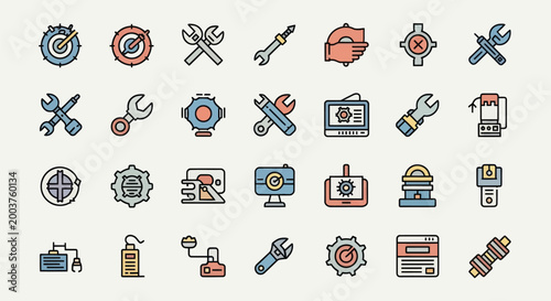 Set of colorful vector tool icons