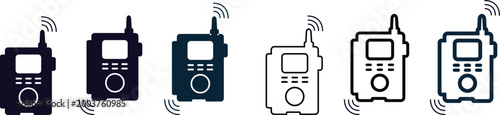 Set of walkie talkie radio icons for wireless communication Vector