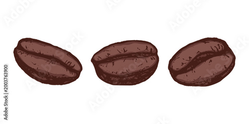 Set of hand drawn fresh roasted coffee bean Arabica robusta seed doodle Single element for design print packaging label decor