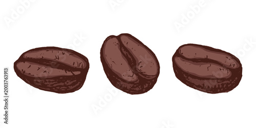 Set of hand drawn fresh roasted coffee bean Arabica robusta seed doodle Single element for design print packaging label decor