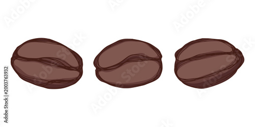 Set of hand drawn fresh roasted coffee bean Arabica robusta seed doodle Single element for design print packaging label decor