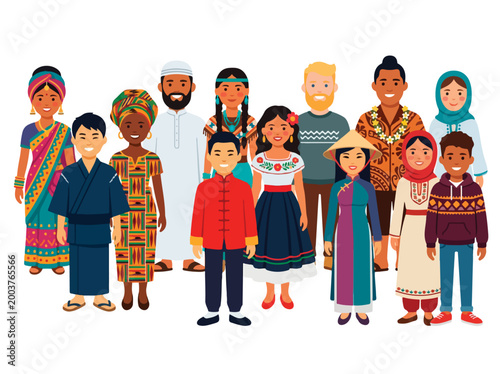 Diverse group of people standing together.