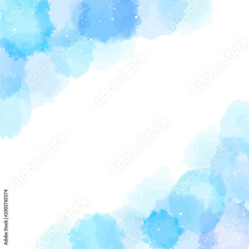 水彩風の水色ひんやり透過フレーム1_正方形