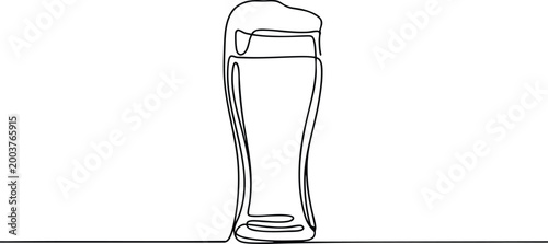 Photos Minimalist Continuous Line Drawing of a Beer Glass.