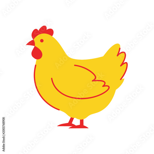 Cute Yellow Chicken Cartoon Illustration