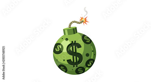 Exploding Bomb with Dollar Signs, Financial Crisis Concept