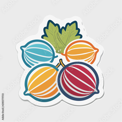 Stylized Gooseberries with Leaves