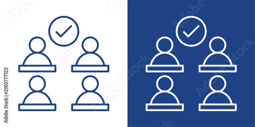 Participation Blue And White Icon Style Collection