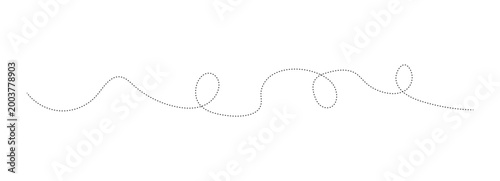 Abstract wavy squiggle dashed line collection. Dotted Spiral Curve Line. Hand Sketched Curly Border. Long squiggle dashed, loopy line vector icon vector illustrator in eps 10. 