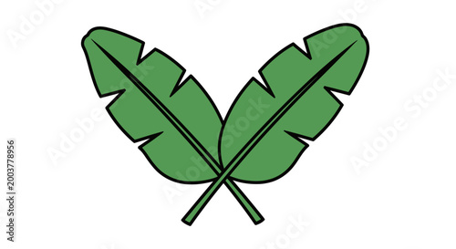 Stylized Crossed Green Banana Leaves Illustration