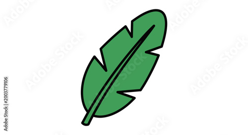 Minimalist Green Tropical Leaf Icon Vector Illustration