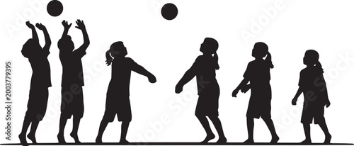 Bild auf Leinwand Kids Playing Volleyball Sport