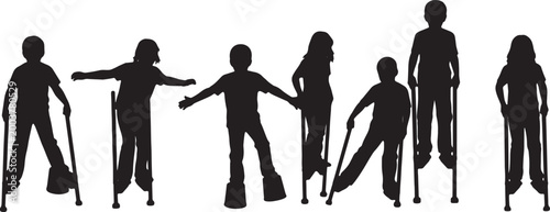 Cuadro en lienzo Kids Walking on Stilts