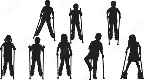 Tableau sur toile Kids Walking on Stilts