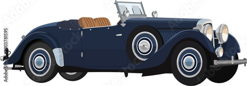 illustration of a classic 1930s luxury convertible roadster