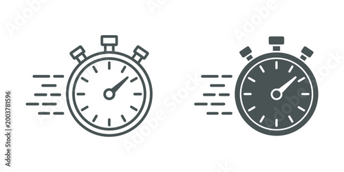 Time fast icon set illustrating rapid time progression fast motion speed indicators urgency deadlines quick scheduling accelerated workflow business productivity efficiency concept design.