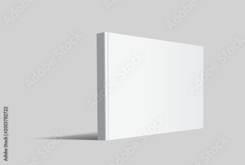 3D book mockup standing on background with soft shadow. Clean blank cover template for publishing, magazine, notebook, booklet, branding, editorial design, book promotion, catalogue and product ads.