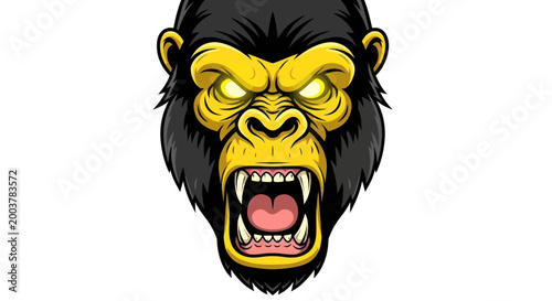 Furious Gorilla Head Icon - Aggressive Primate Face Illustration