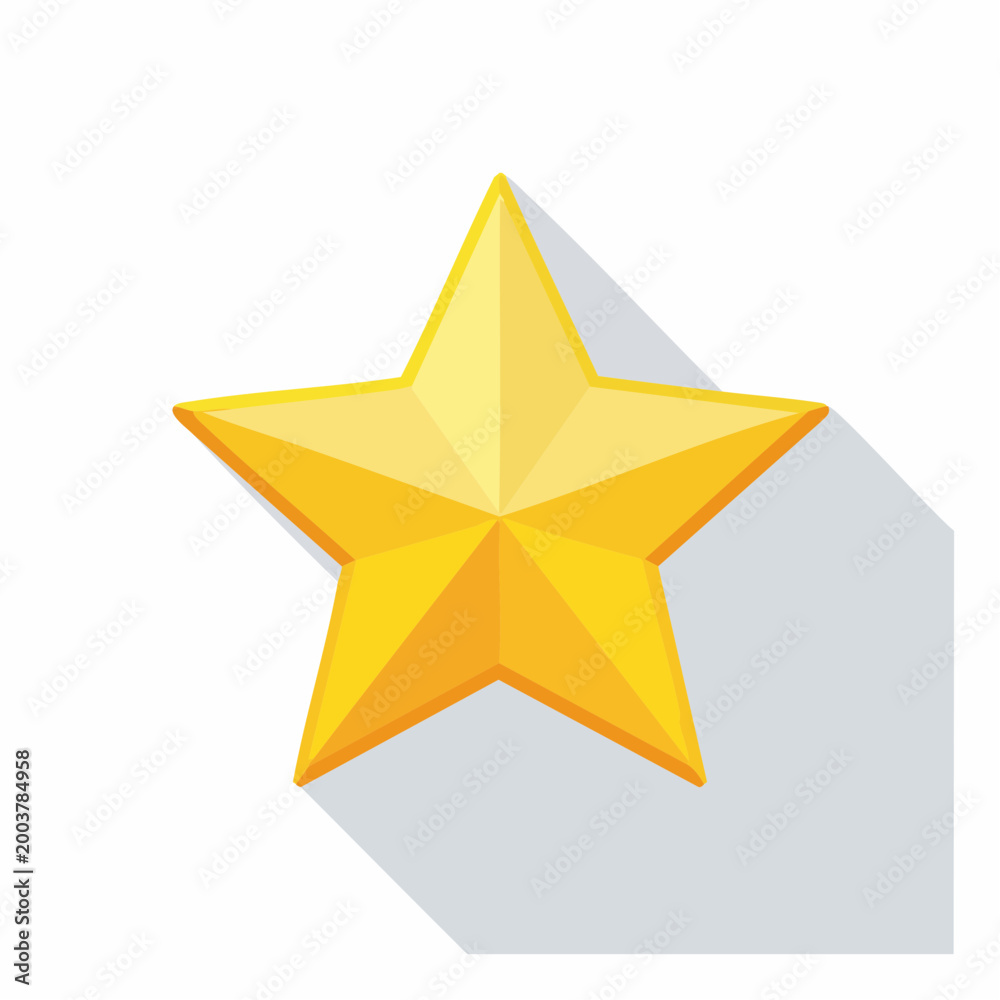 Obraz premium Golden Star Icon with Long Shadow