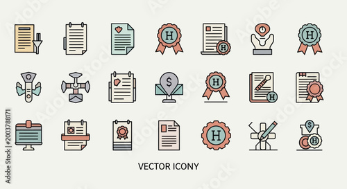 Set of various vector icon illustrations