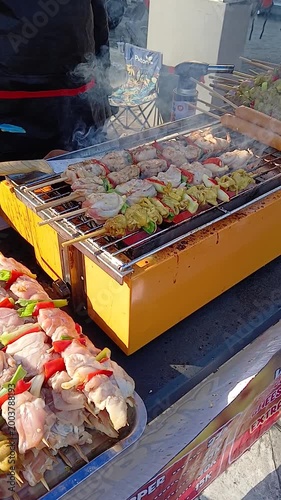 Korean BBQ seller on the street. 