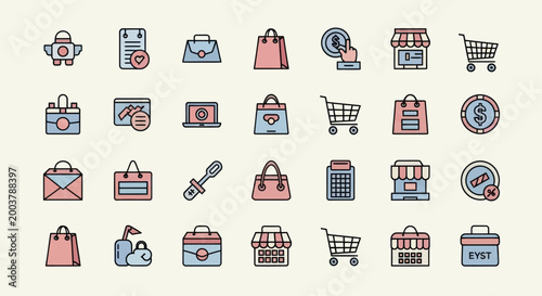 Shopping icons e commerce and retail symbols