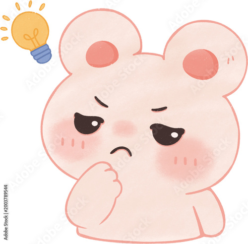 Cute Bear Thinking With Lightbulb