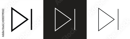 Skip Forward/Next Track Icon, next media button icon in editable outline, outline, and solid styles, perfect for modern UI players, controls, and interactions. vector illustration