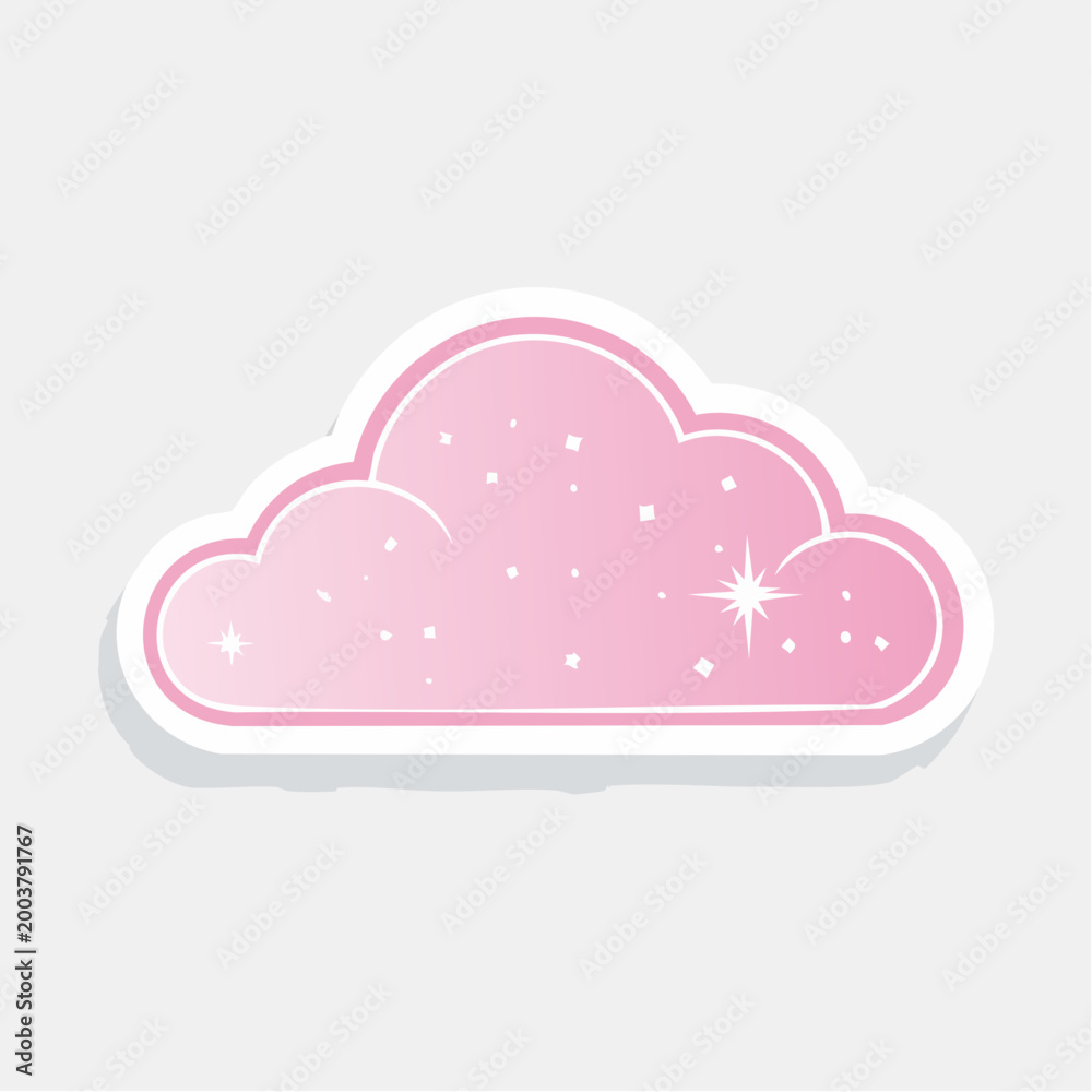 Fototapeta premium Pink Cloud with Stars and Sparkles