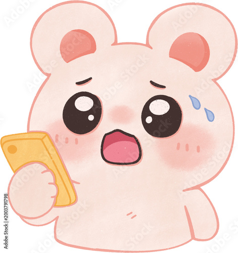 Cute Shocked Bear Phone Reaction