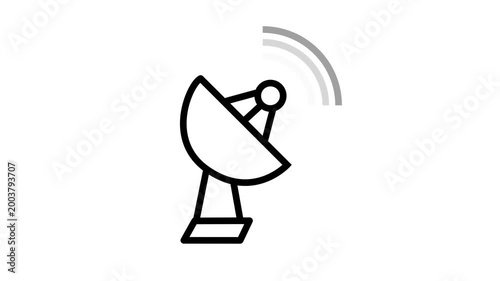 Satellite Dish Icon on white background.Space Radar Astronomy Science Galaxy Line. Simple Vector Illustration Space radar. Space exploration. Astronomy concept. Science. 