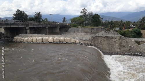 Flowing water of Palu river, Central Sulawesi, Indonesia.