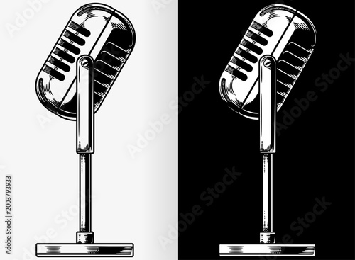 Silhouette podcast microphone side profile recording