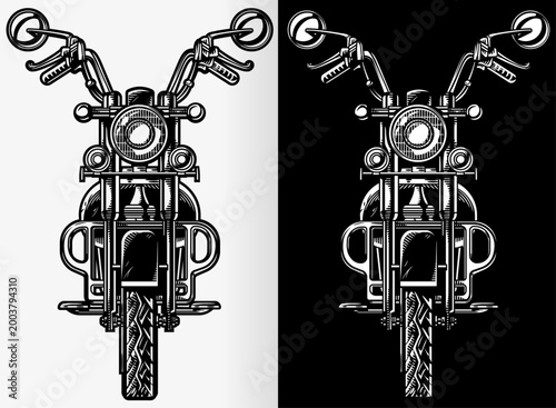 Fotografie Silhouette motorcycle front view biker chopper