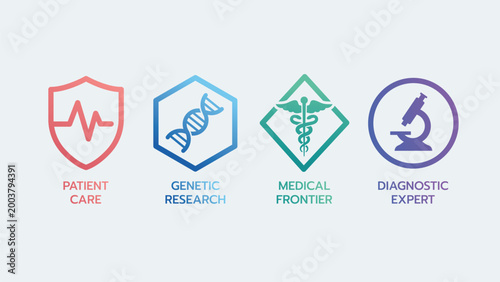 Medical Healthcare and Genetic Research Science Icon Set