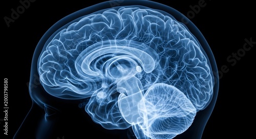 3d medical illustration of a human brain with highlighted pineal gland