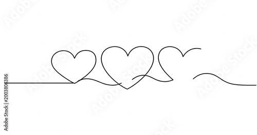 Minimalistic line art depicting intertwined hearts with a flowing line in the background